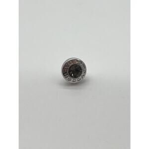 COACH Open Circle Stone Stud Earring, Silver Plated with Purple Glass